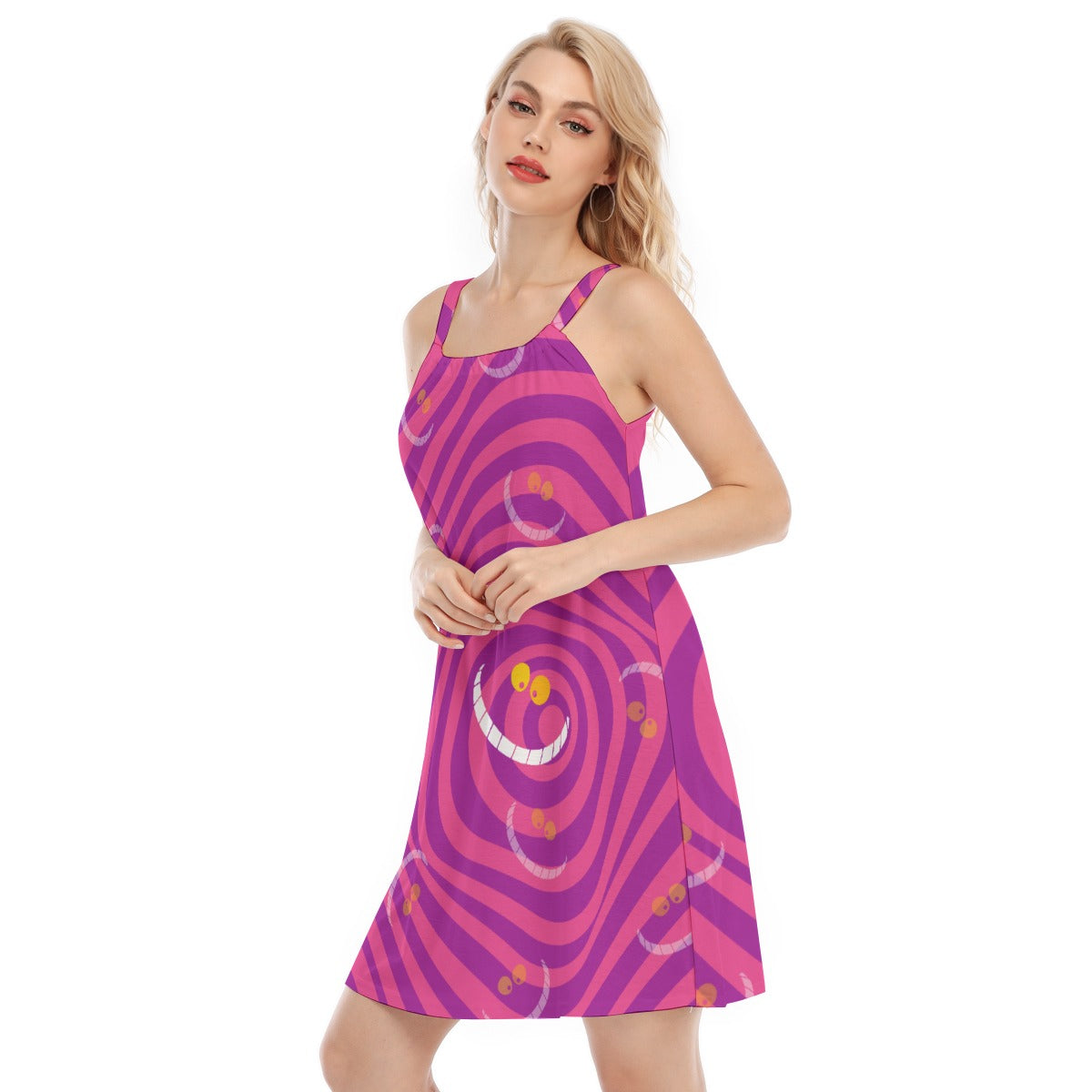 Whimsical Grinning Stripes - Women’s Adjustable Sundress