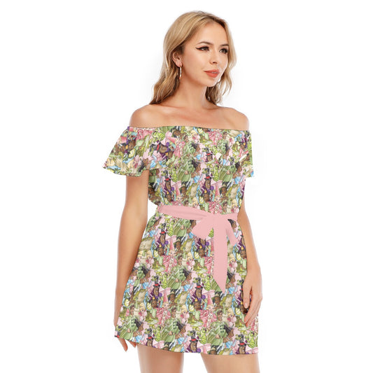 Bayou Royal Sketchched - Women's Off-shoulder Ruffle Dress
