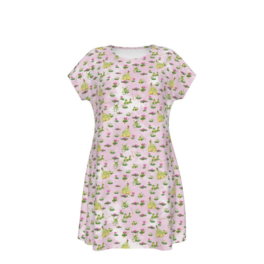 Watercolor Bayou Princess & Frog - Women's T-Shirt Dress
