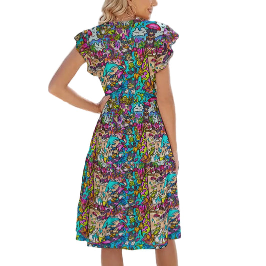 Island Beach Bash - Women's Tiered Pocket Midi Dress