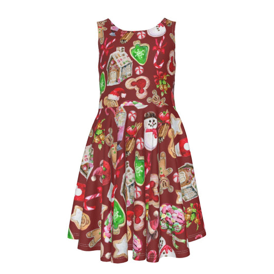 Christmas Snack Goals- Kid's Sleeveless Skater Dress