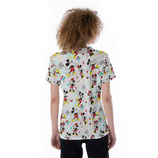 Doodle Mouse Magic - Women's Short Sleeve V-Neck T-Shirt