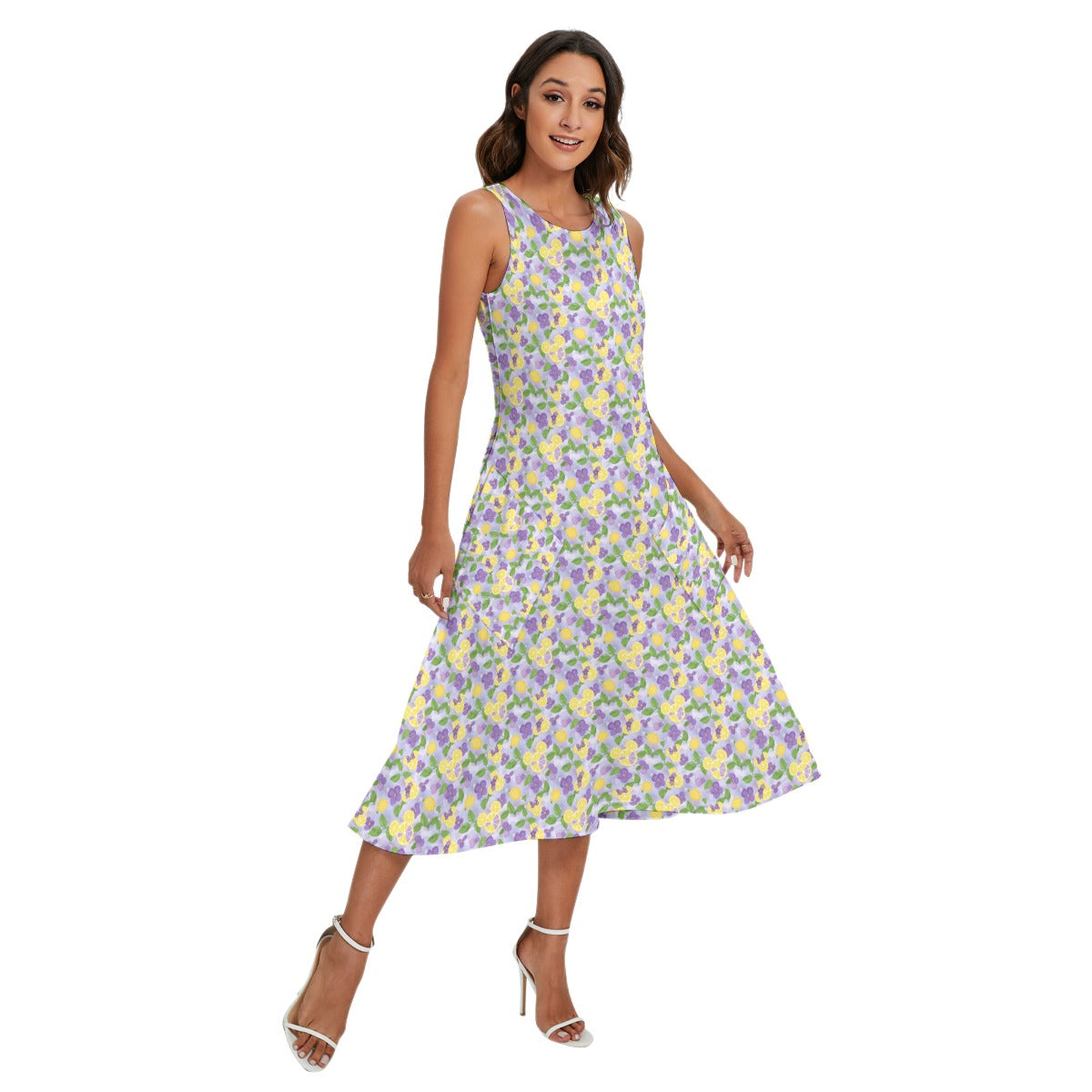 Vivacious Violet Lemonade - Women’s Diagonal Pocket Midi Dress