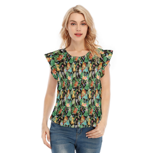 Watercolor Jungle Pride - Women’s Flutter Sleeve Top
