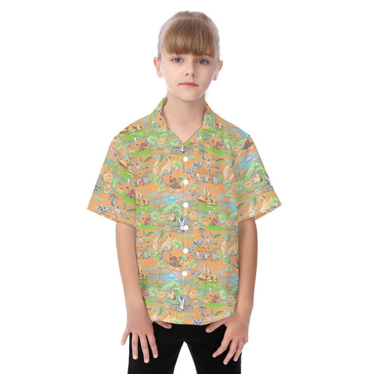 Simba’s Savanna Sunset - Kid's Hawaiian Button Up Shirt