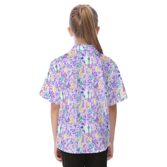 Bright Tropical Princess - Rapunzel - Kid's Hawaiian Button Up Shirt