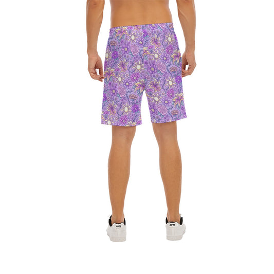 Fairytale Florals – Radiant Sunlight - Men’s Pocket Beach Shorts