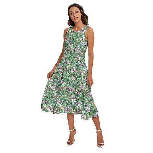 Fairytale Florals - Tiana Inspired - Women’s Diagonal Pocket Midi Dress