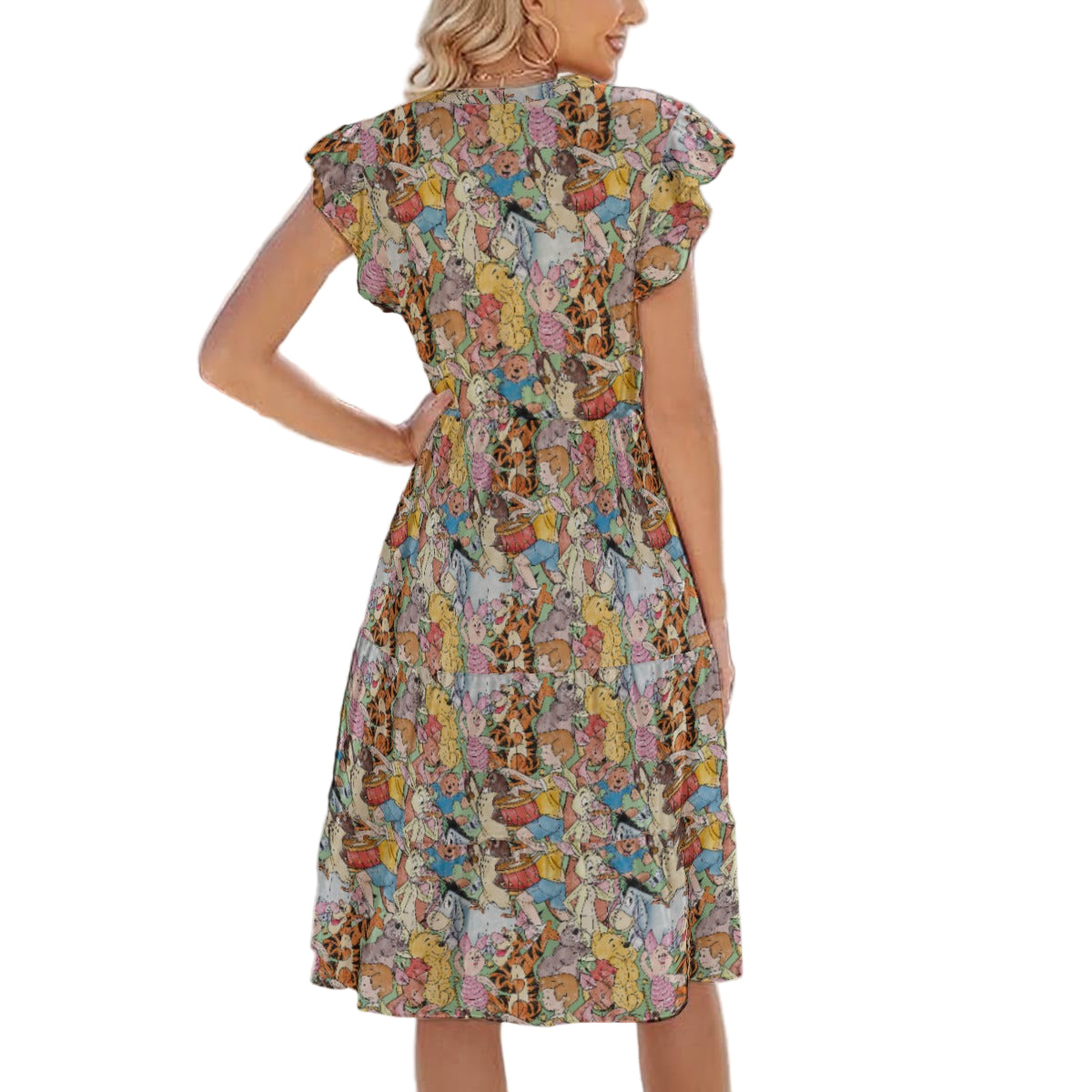 Sketched Hundred Acre Crew - Women's Tiered Pocket Midi Dress
