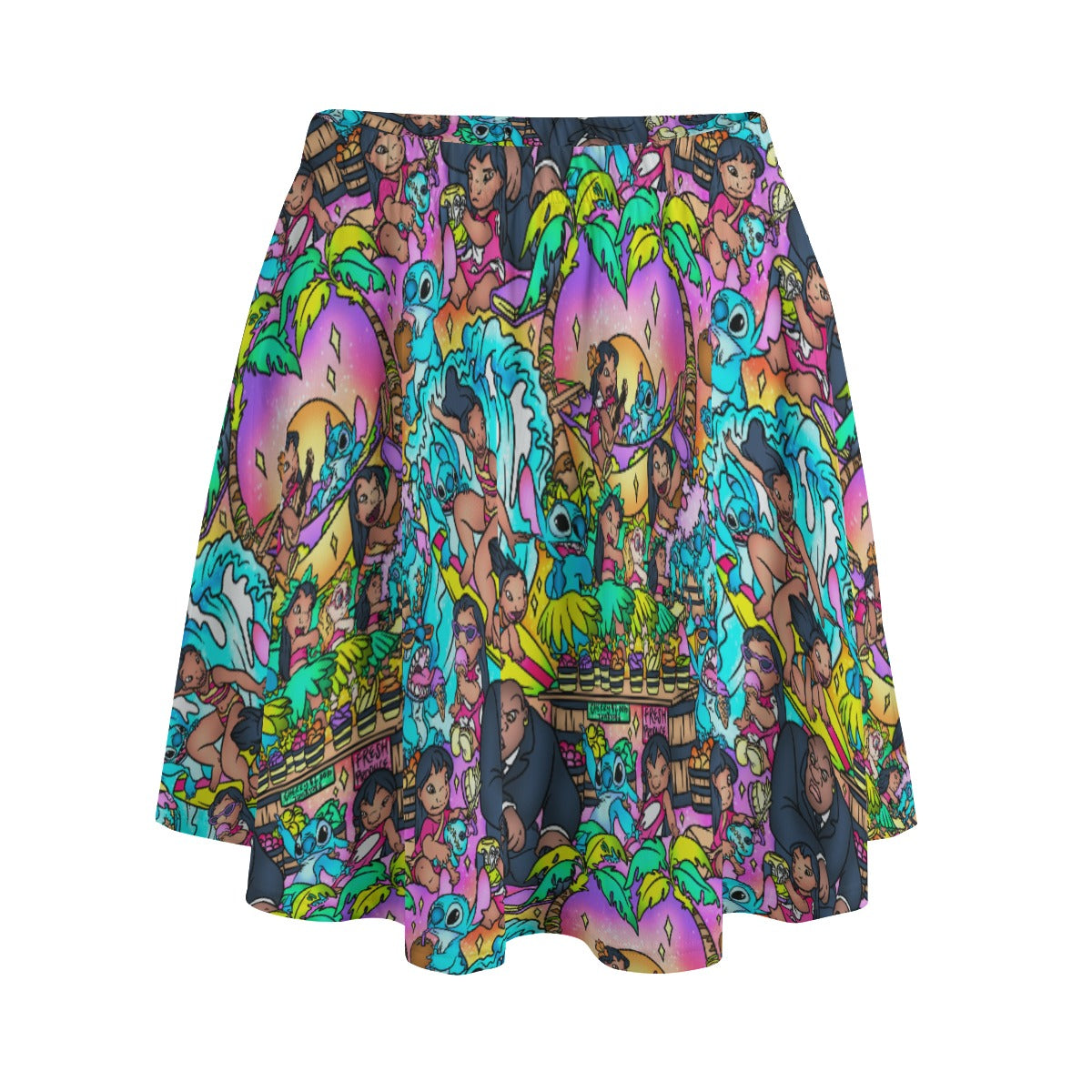 Ohana Island Storybook Scenes - Women's Pocket Skater Skirt