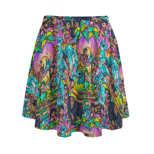 Ohana Island Storybook Scenes - Women's Pocket Skater Skirt