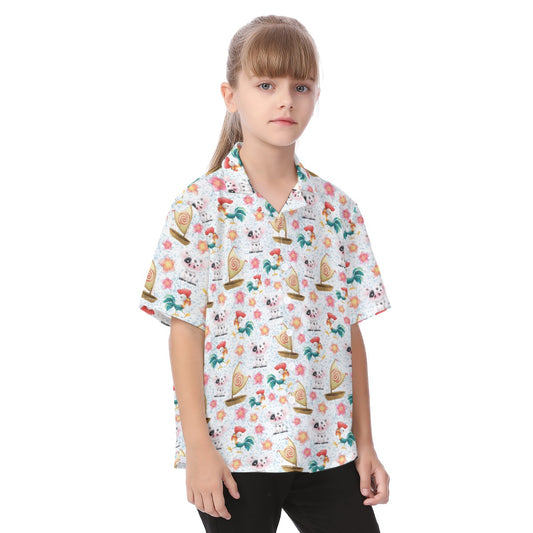 Island Pig & Rooster Duo - Kid's Hawaiian Button Up Shirt