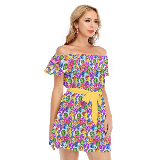 Inside Out Emotions - Women's Off-shoulder Ruffle Dress
