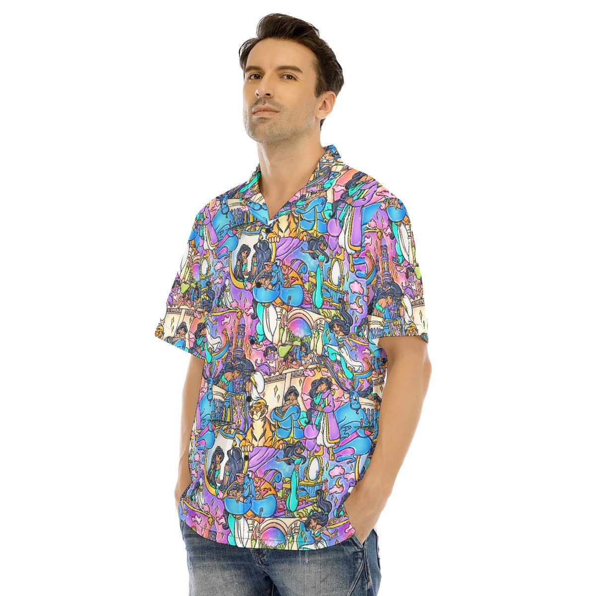 Magic Carpet Storybook Scenes - Men's Hawaiian Button Up Shirt