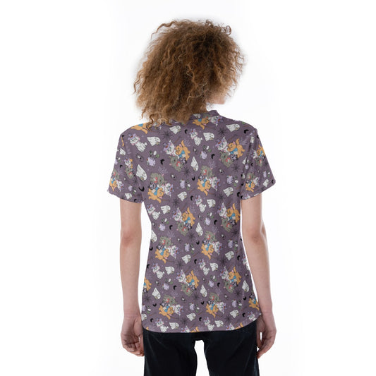 Spooky Fancy Felines - Women's Short Sleeve V-Neck T-Shirt