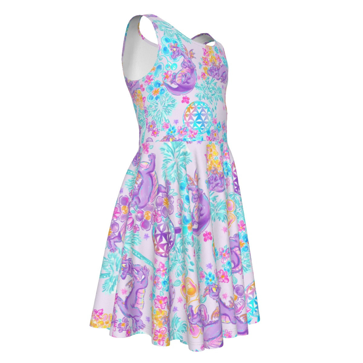 Purple Dragon Flower Power - Kid's Sleeveless Skater Dress