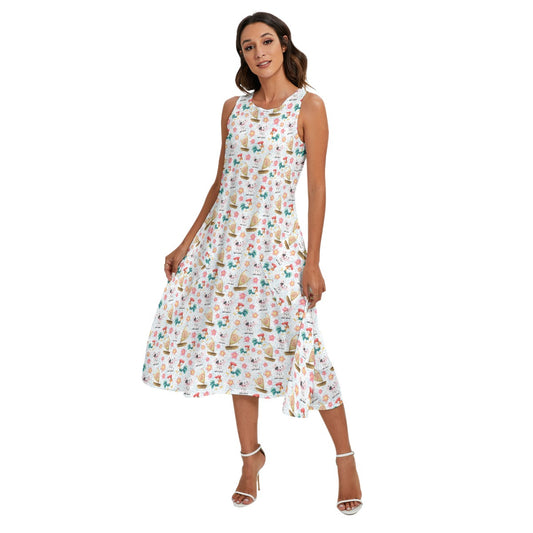 Island Pig & Rooster Duo - Women’s Diagonal Pocket Midi Dress