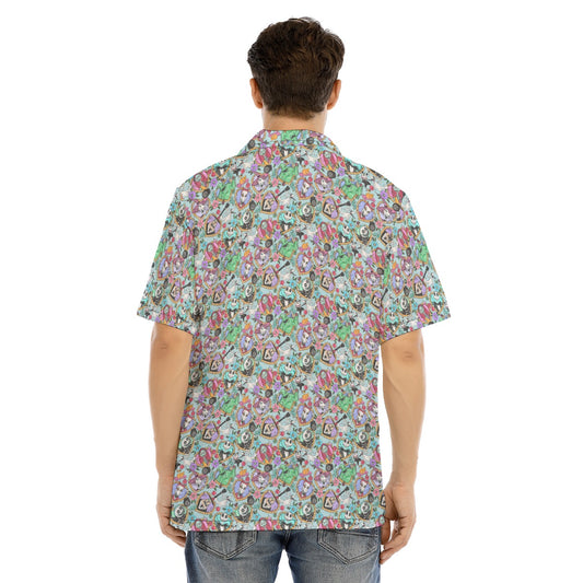 Tattoo Hearts Nightmare Before Christmas - Men's Hawaiian Button Up Shirt