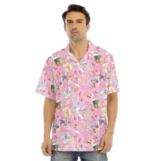 Holiday Winter Princess Christmas Snapshots - Men's Hawaiian Button Up Shirt