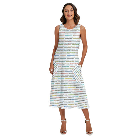 Disney Monorail Rainbow - Women’s Diagonal Pocket Midi Dress