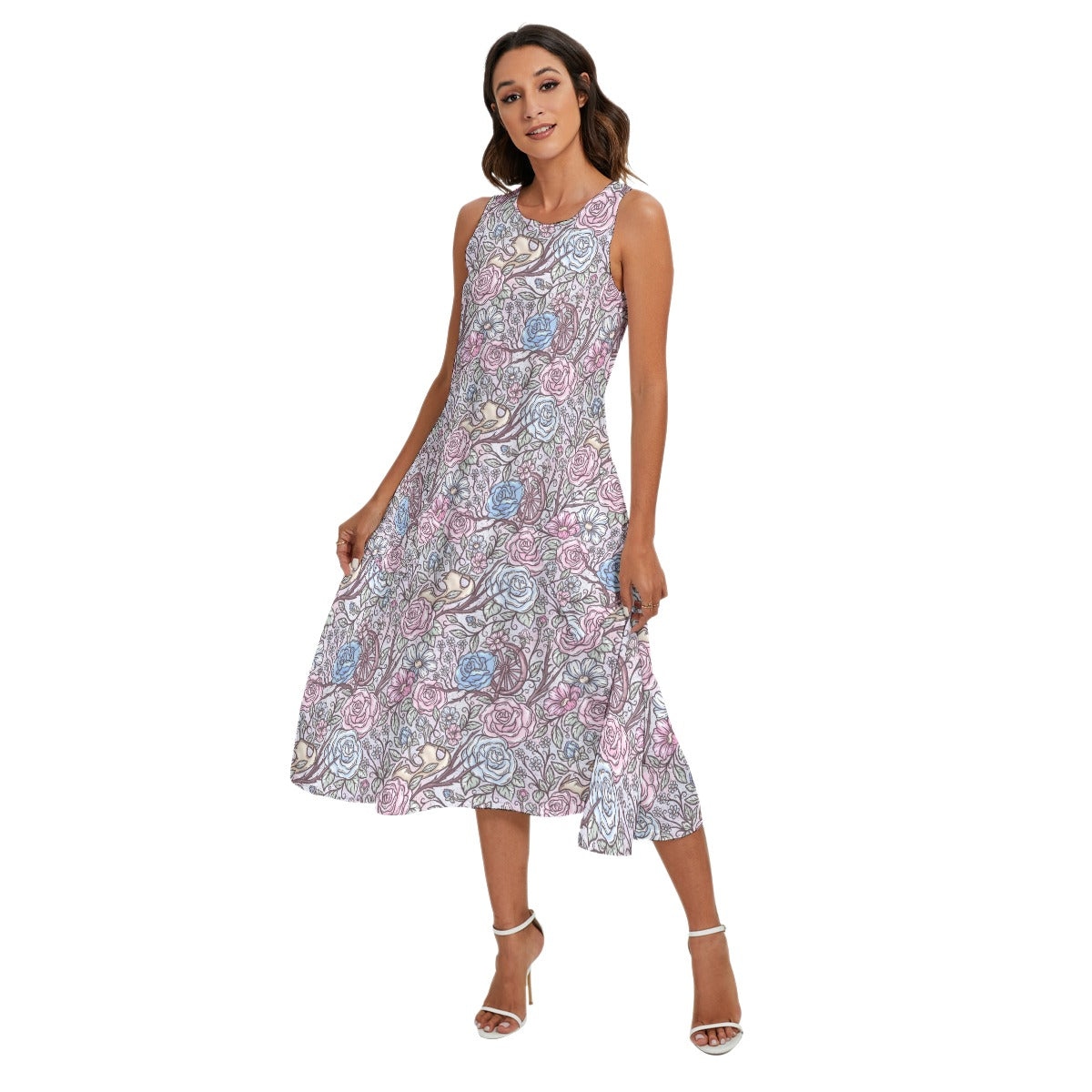 Fairytale Florals - Sleeping Beauty Inspired - Women’s Diagonal Pocket Midi Dress