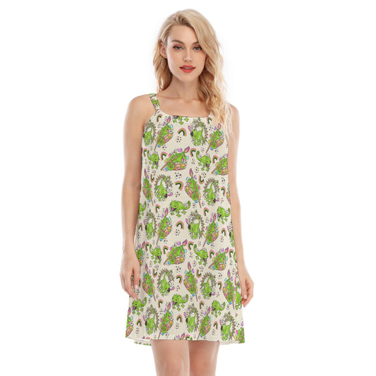 Colorful Chameleon Splash - Women’s Adjustable Sundress