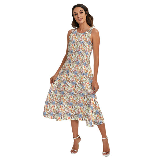 Woodland Friends Sketchched - Women’s Diagonal Pocket Midi Dress