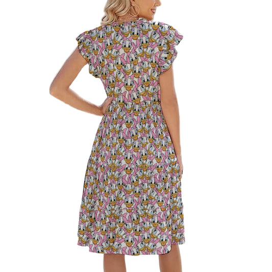 Many Faces of Sassy Duck - Women's Tiered Pocket Midi Dress