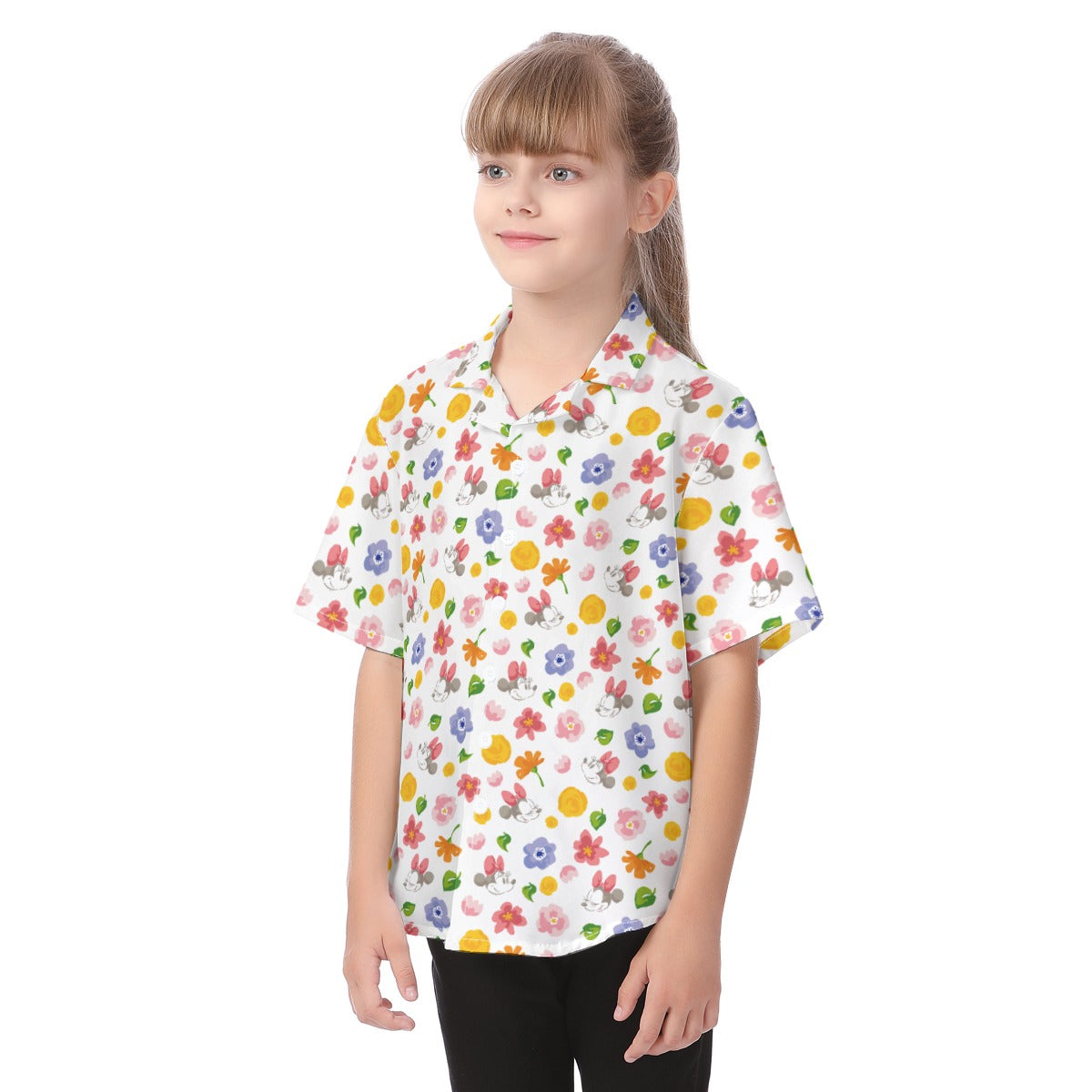Floral Friends Springtimennie - Kid's Hawaiian Button Up Shirt