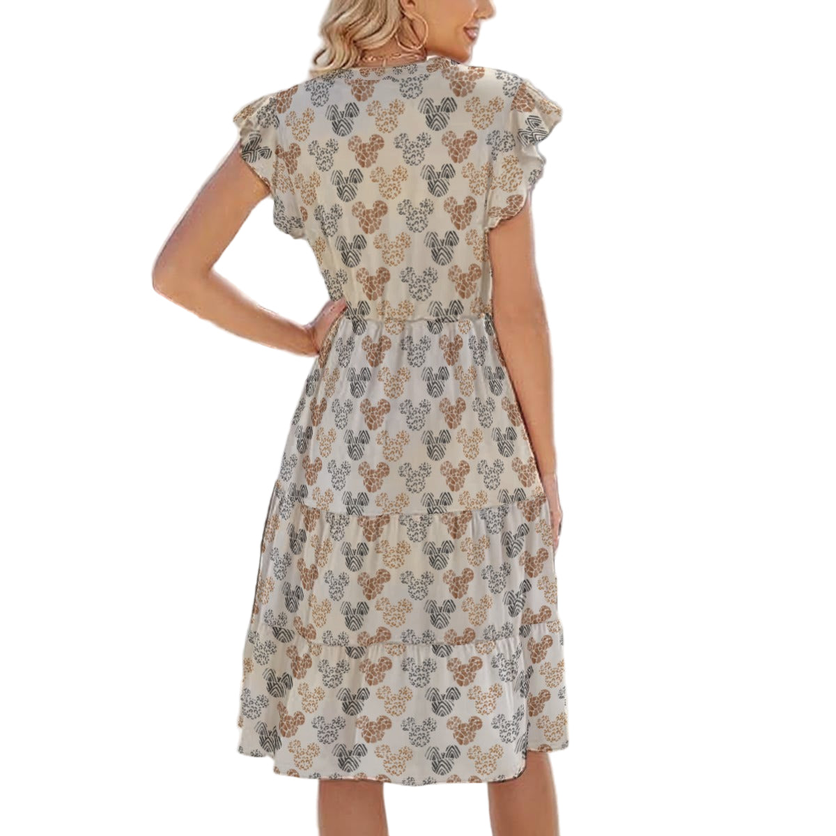 Safari Mouse Ears - Women's Tiered Pocket Midi Dress