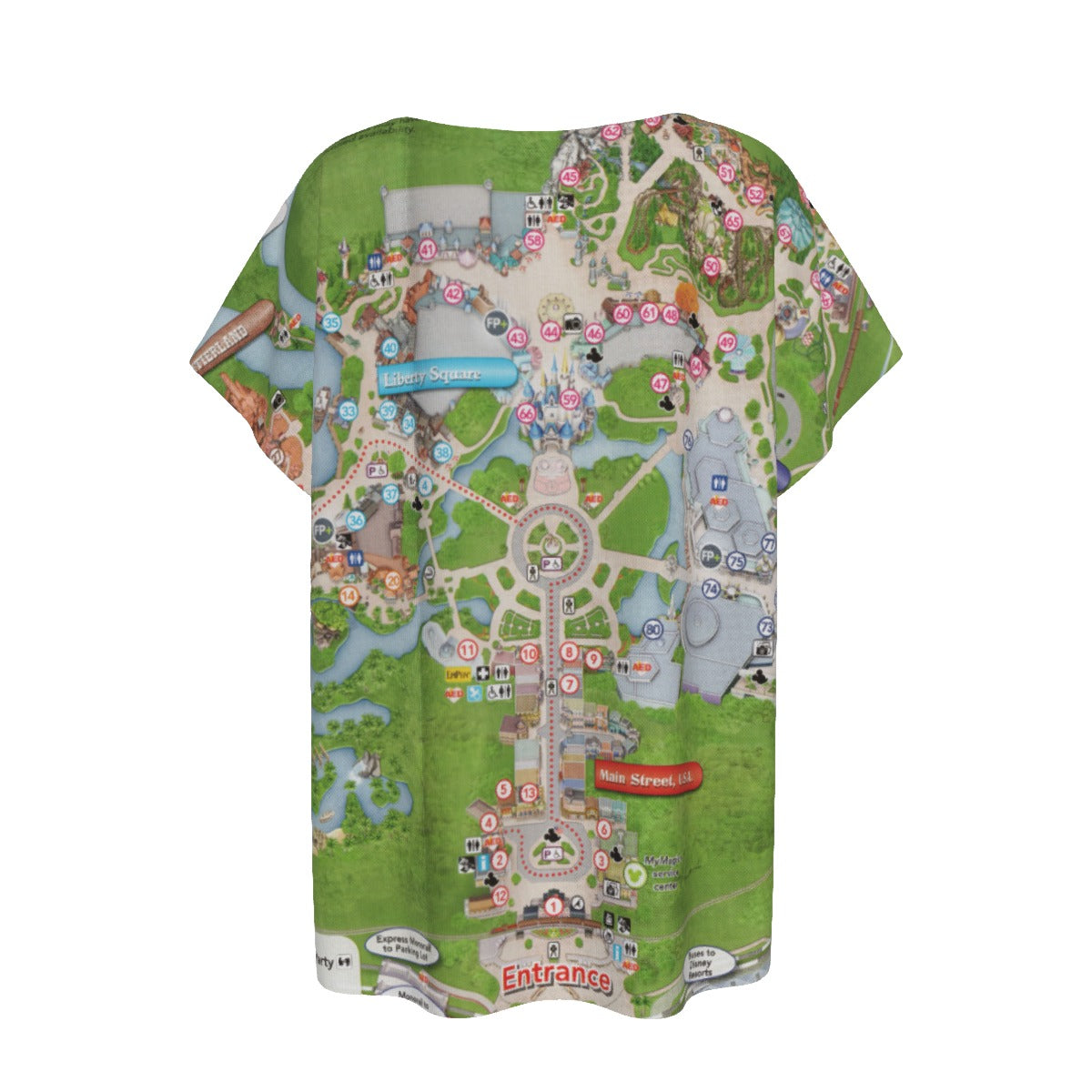 Vibrant Fantasy Park Map - Women’s Relaxed Fit Scoop Tee