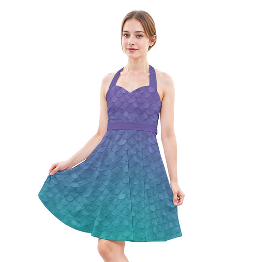 Dreamy Mermaid Scales - Women's Halter Vintage Pocket Dress