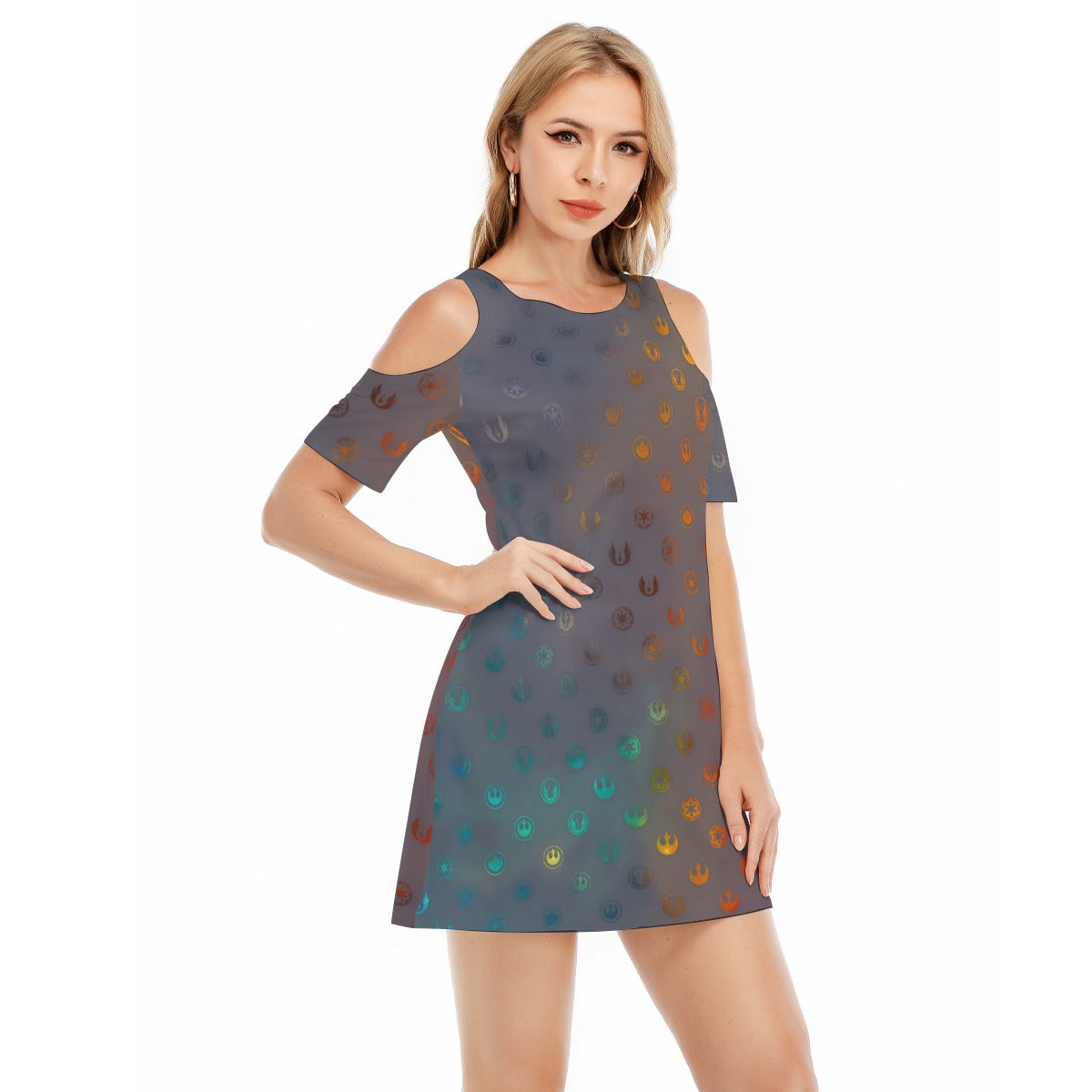 Galaxy Far Away - Women's Cold Shoulder Cotton Dress