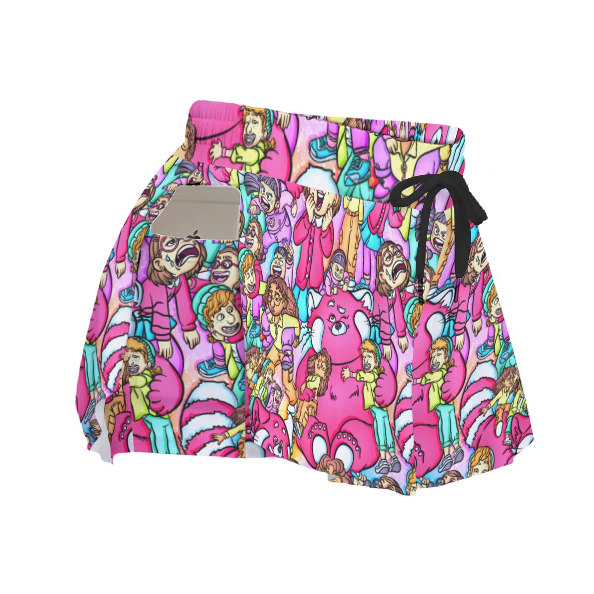 Red Panda Chaos Scenes - Women's Flowy Pocket Shorts