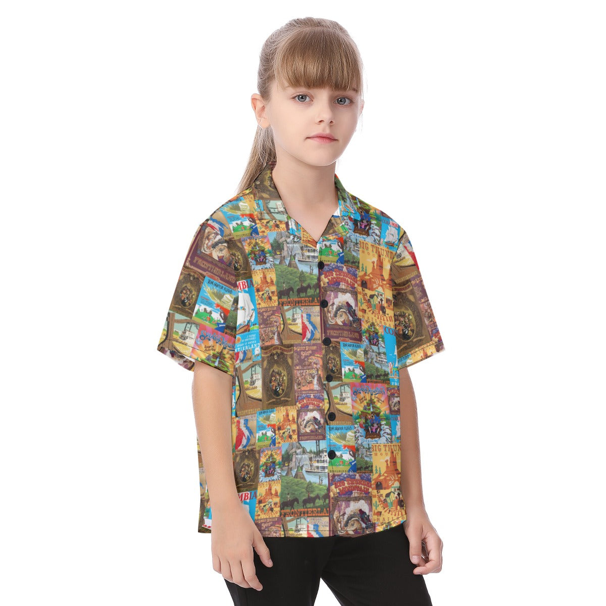 Vintage Frontier Ride Posters - Kid's Hawaiian Button Up Shirt