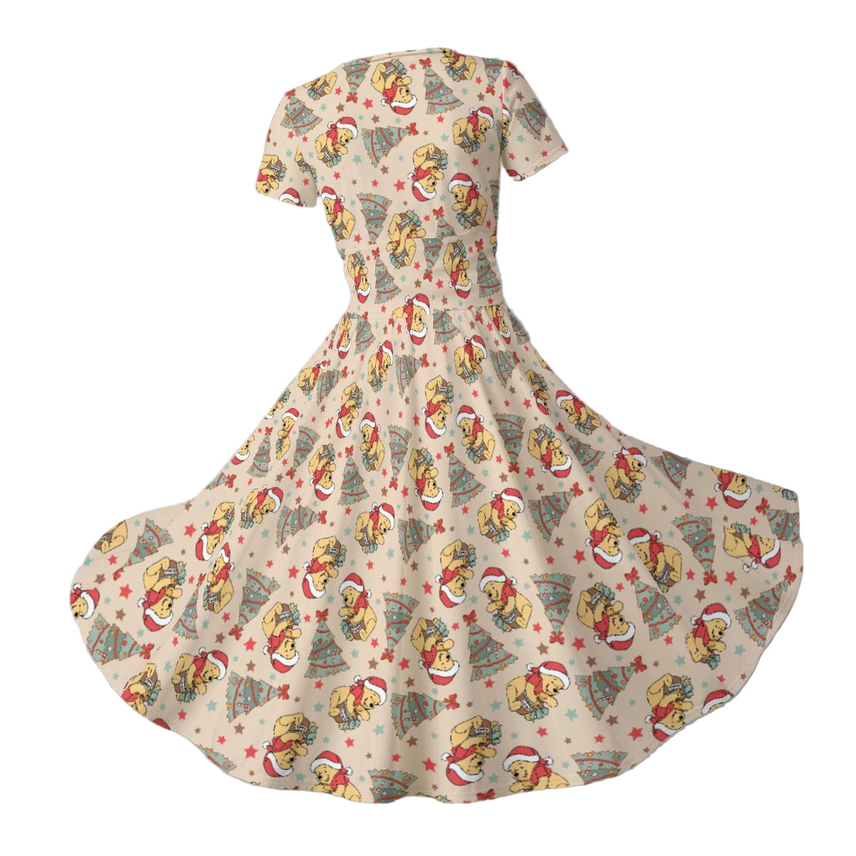 Cozy Bear Holiday Cheer - Women's V-Neck Ruched Midi Dress