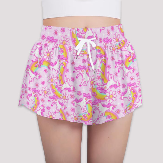 Unicorn Rainbows - Girls’ Flowy Pocket Shorts