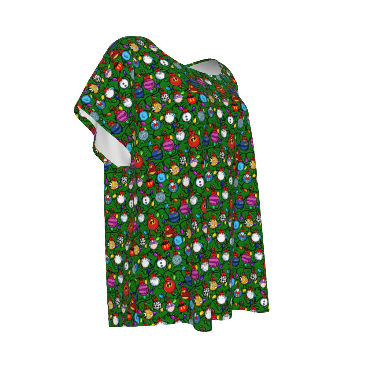 Festive Character Baubles on Green - Women’s Relaxed Fit Scoop Tee