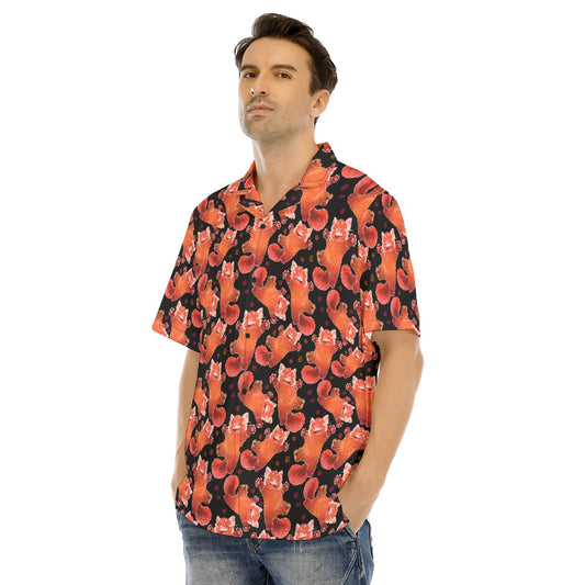 Scribbly Red Panda - Men's Hawaiian Button Up Shirt