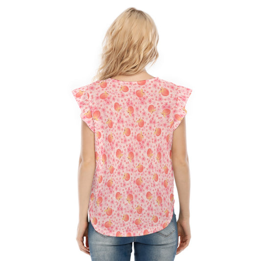 Summer Fruits - Peaches - Women’s Flutter Sleeve Top