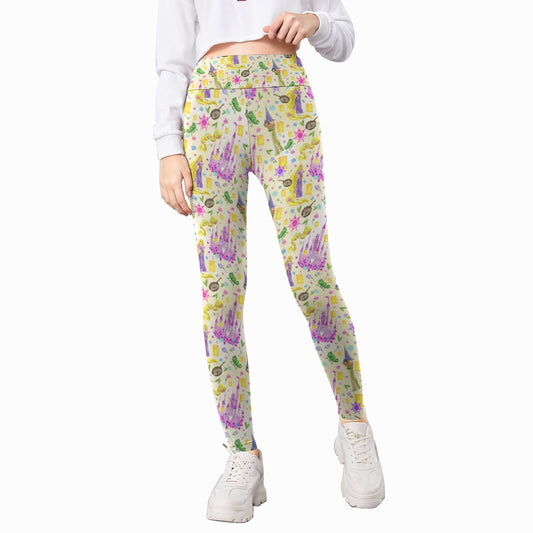 Watercolor Golden Hair Kingdom - Kid's Leggings