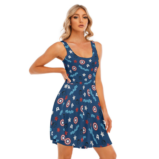American Superhero - Women's Sleeveless Pocket Skater Dress