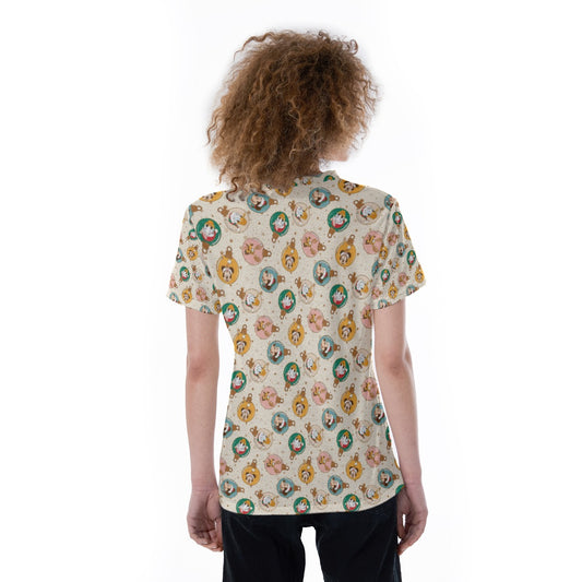 Golden Holiday Baubles - Women's Short Sleeve V-Neck T-Shirt