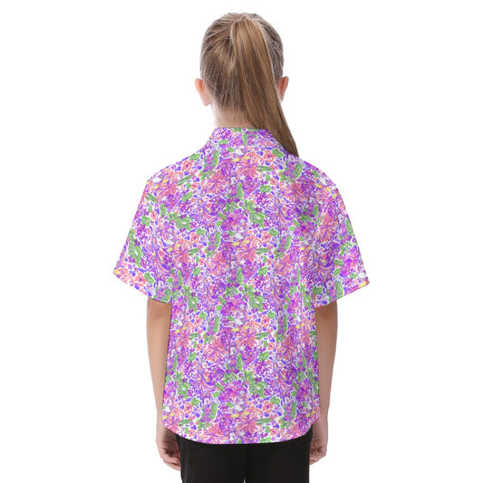 Bright Tropical Splash - Mickey & Friends - Kid's Hawaiian Button Up Shirt