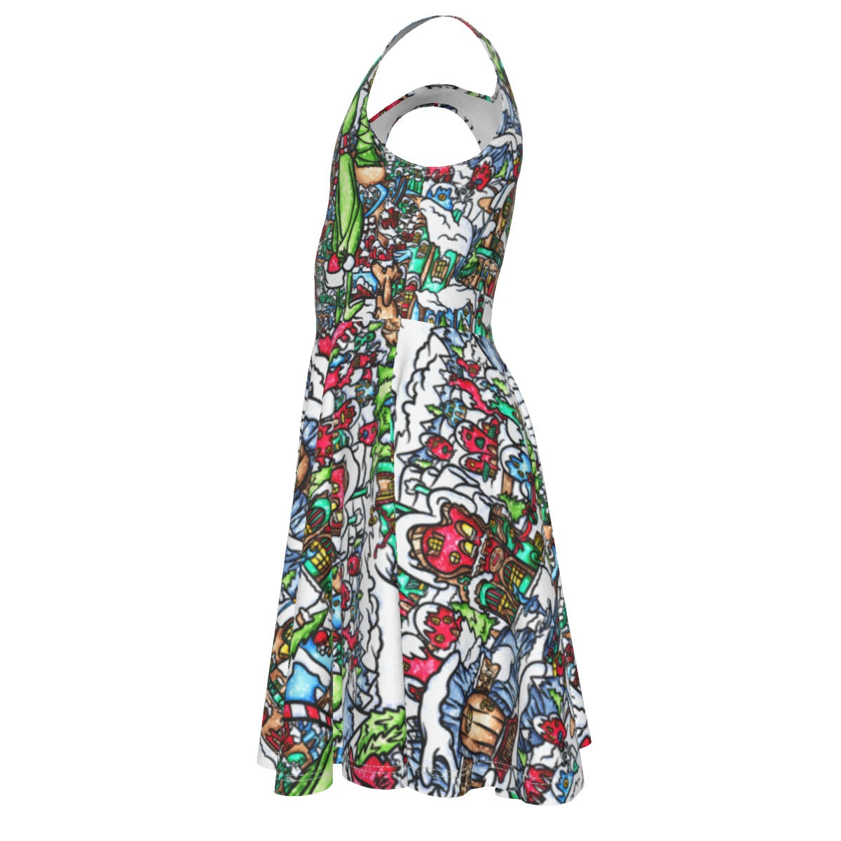 Whimsical Village Winter Wonderland - Kid's Sleeveless Skater Dress