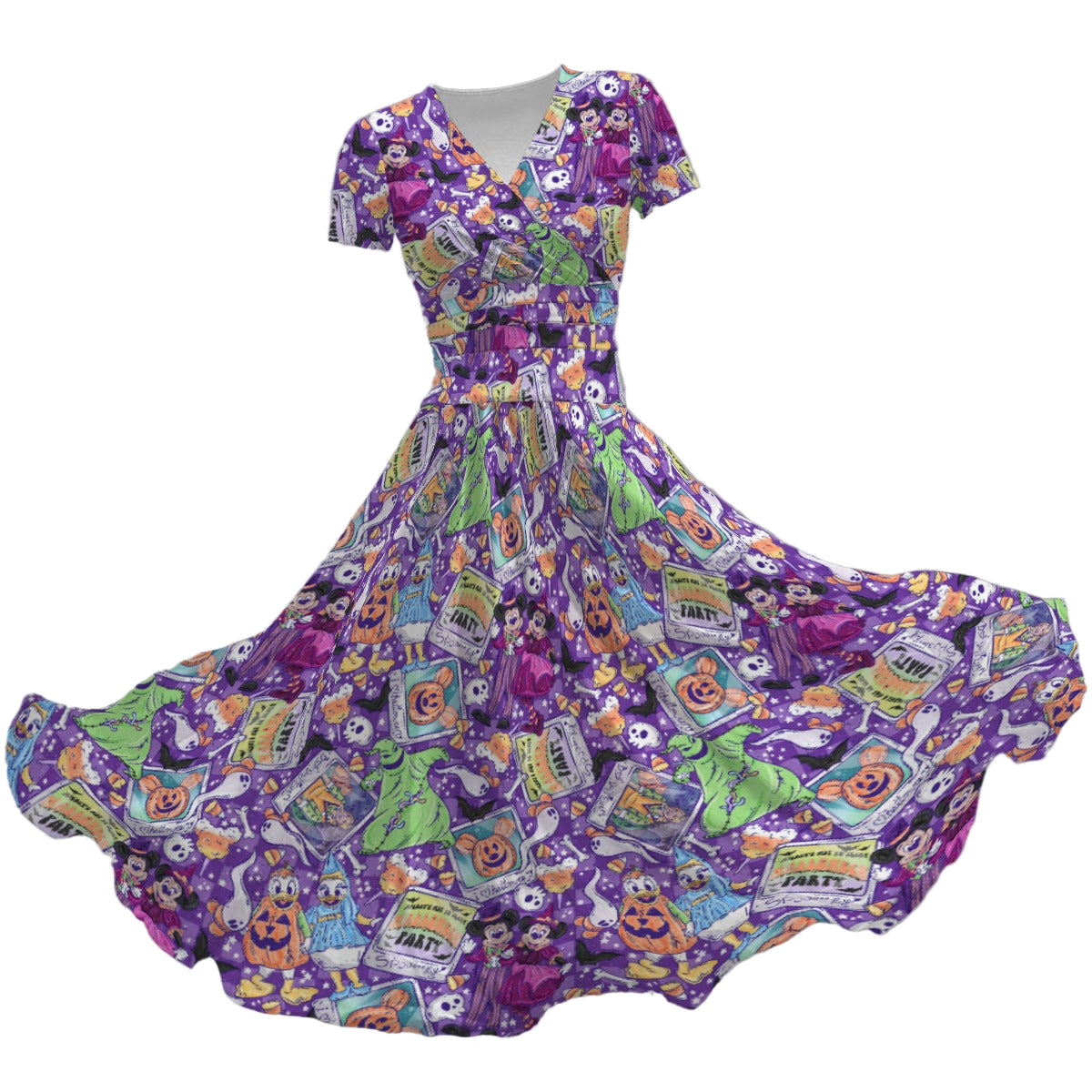 Not So Scary Halloween Party - Women's V-Neck Ruched Midi Dress