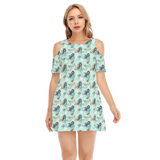 Whimsical Desert Princess - Women's Cold Shoulder Cotton Dress