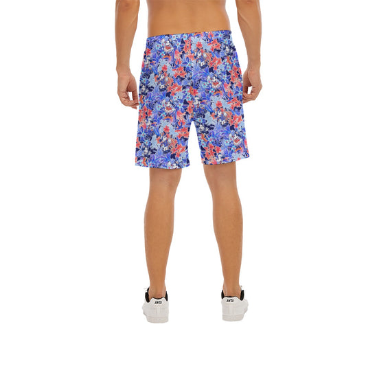 Navy Blooms Cruise - Men’s Pocket Beach Shorts