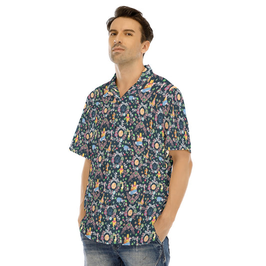 Garden Whimsy - Winnie The Pooh - Men's Hawaiian Button Up Shirt