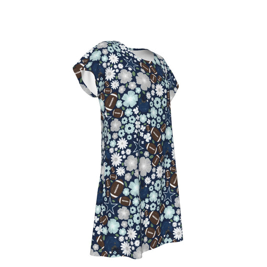 Blue Star Blooms - Women's T-Shirt Dress